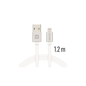 SWISSTEN kabel USB/Lightning, platneni, 3A, 1.2m, srebrni