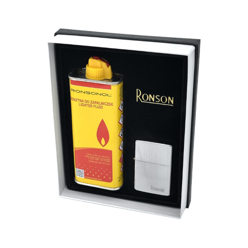 Ronson poklon set upaljač Chrome Vertical Brushed+benzin slika 1