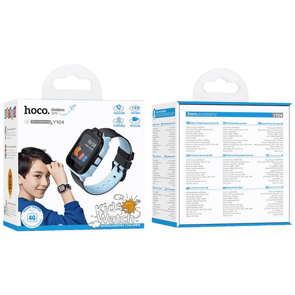 hoco. Pametni sat za djecu Y104 / 4G, 1.69" 4G GPS, WiFi, plavo/crna slika 4