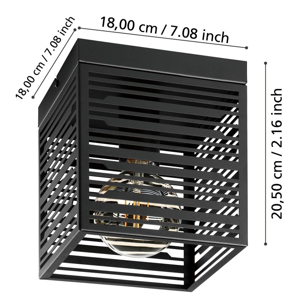Eglo Stropna Lampa 'Piedritas' E27, Crna slika 4