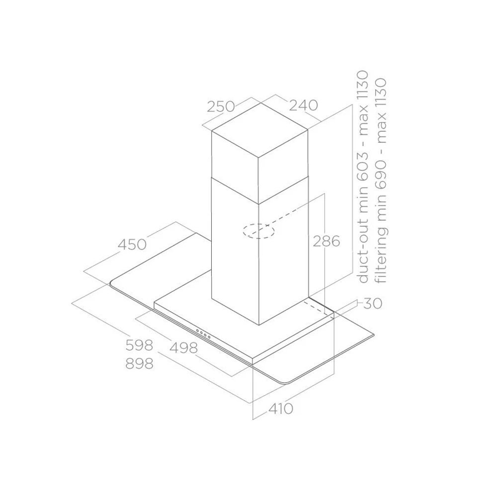Elica kuhinjska napa, zidna, FLAT GLASS IX/A/60 68516391A slika 3