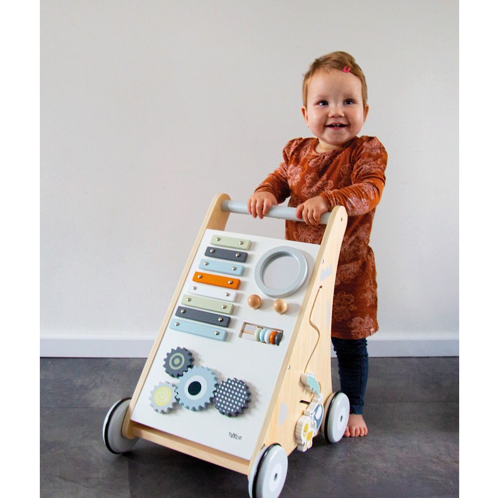 Tryco Drvena guralica sa Montessori tablom, White slika 5