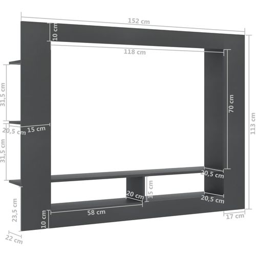 TV ormarić sivi 152 x 22 x 113 cm od konstruiranog drva slika 34