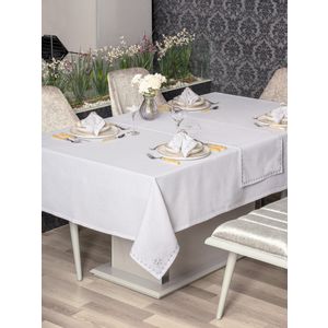 Pera - White White Tablecloth Set (8 Pieces)