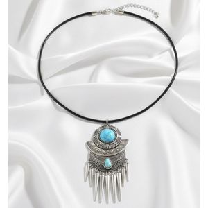 Boho ogrlica - Turquoise & Antique Silver