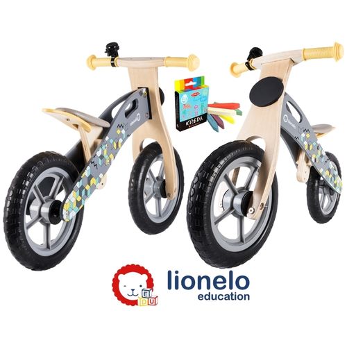 Lionelo dječji bicikl drveni - guralica Casper 12", sivi + 6 kreda slika 1