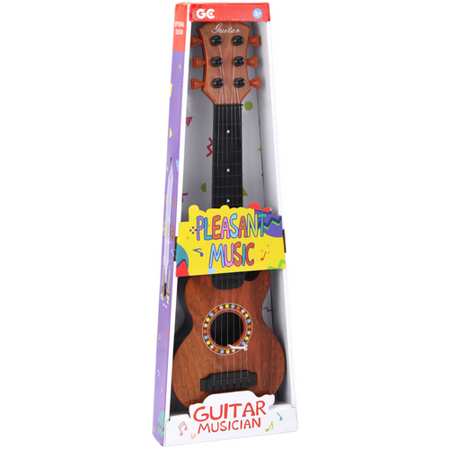 Dječja igračka gitara - Smeđa drvena trzalica slika 4