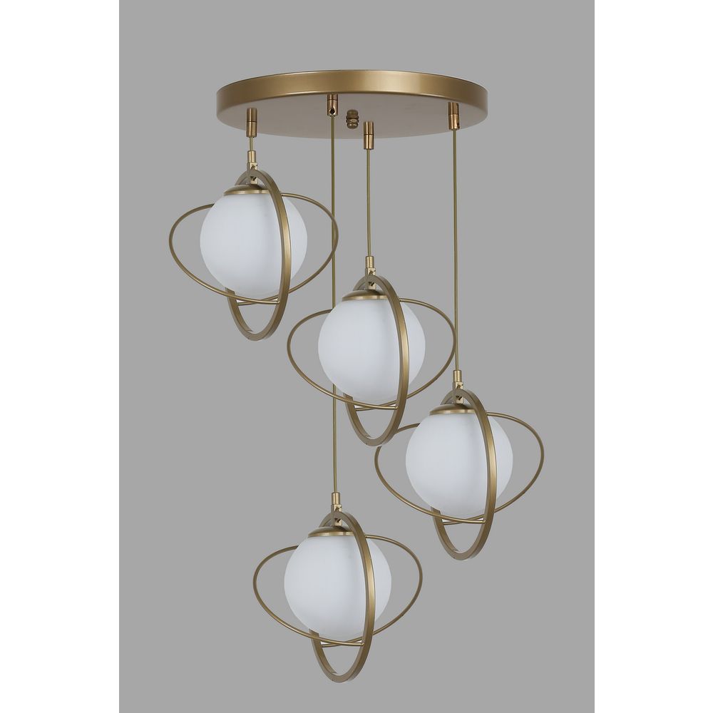 Nepal 4 Lü Tepsili Eskitme Beyaz Camlı Sarkıt AntiqueWhite Luster slika 3