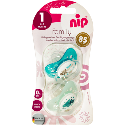 nip® Duda varalica Family 0-6mj (veličina 1) - Silikon, 2kom Mint slika 3