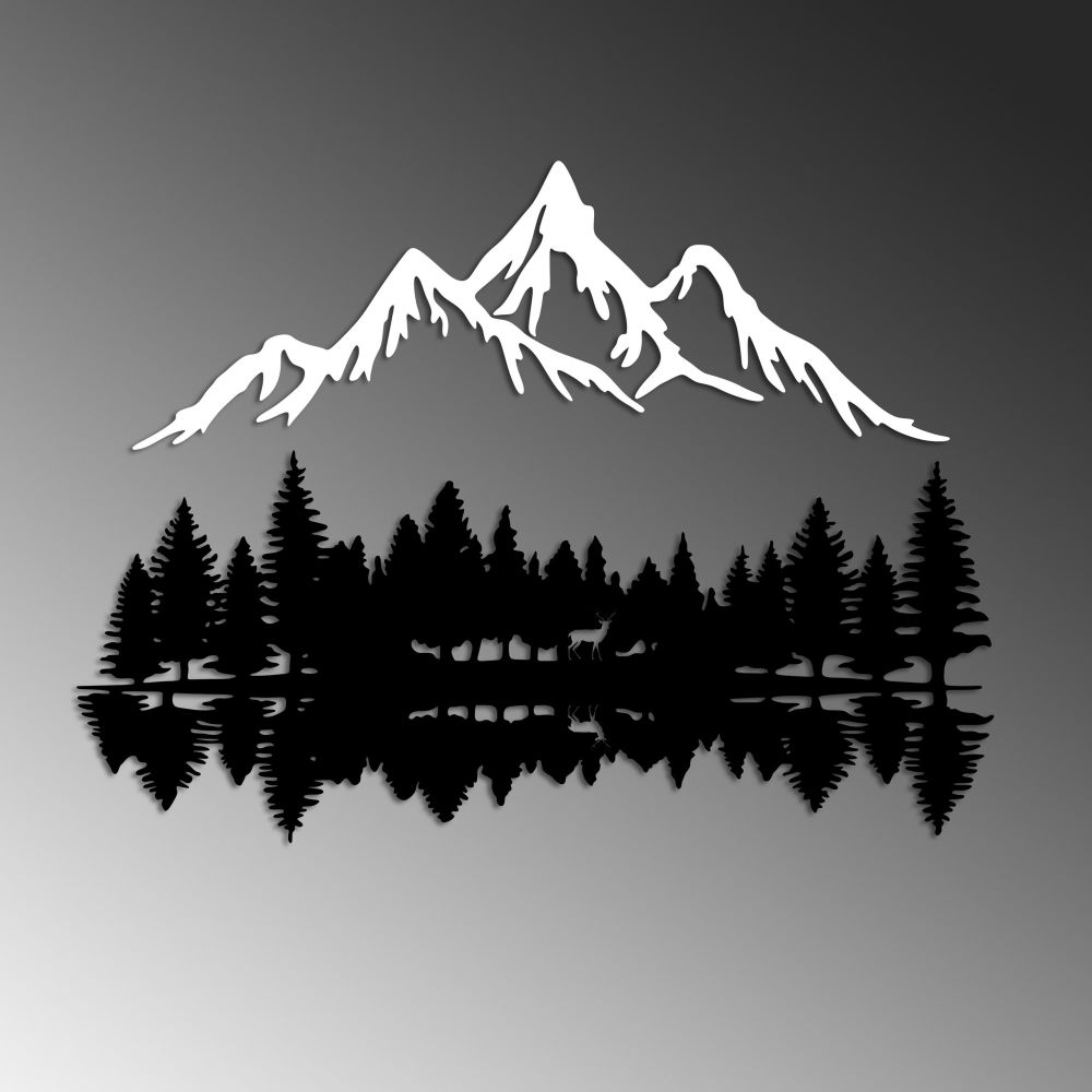 Nature And Mountain - Dekorativni zidni ukras u crno-bijeloj tehnici slika 4