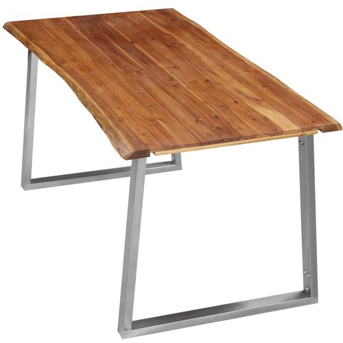 Blagovaonski stol 160 x 80 x 75 cm od bagremovog drva i čelika slika 9
