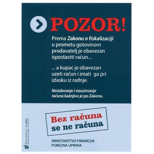 IX-412/S NALJEPNICA POZOR FISKALIZACIJA; PVC folija, 9,9 x 14 cm slika 2