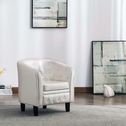 Fotelja od umjetne kože bijela slika 1