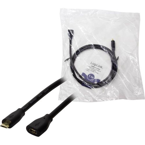 LogiLink USB kabel USB 2.0 USB-Micro-B utikač, USB-Micro-B utičnica 1.00 m crna  CU0121 slika 3