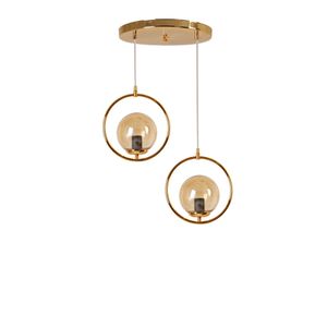 Ring 2 Li Tepsili Gold Bal Camlı Sarkıt Gold Chandelier