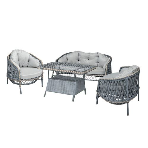 Lerra (1+1+3+Sehpa) Grey Garden Lounge Set slika 6