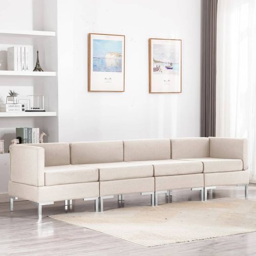 4-dijelni set sofa od tkanine krem slika 28