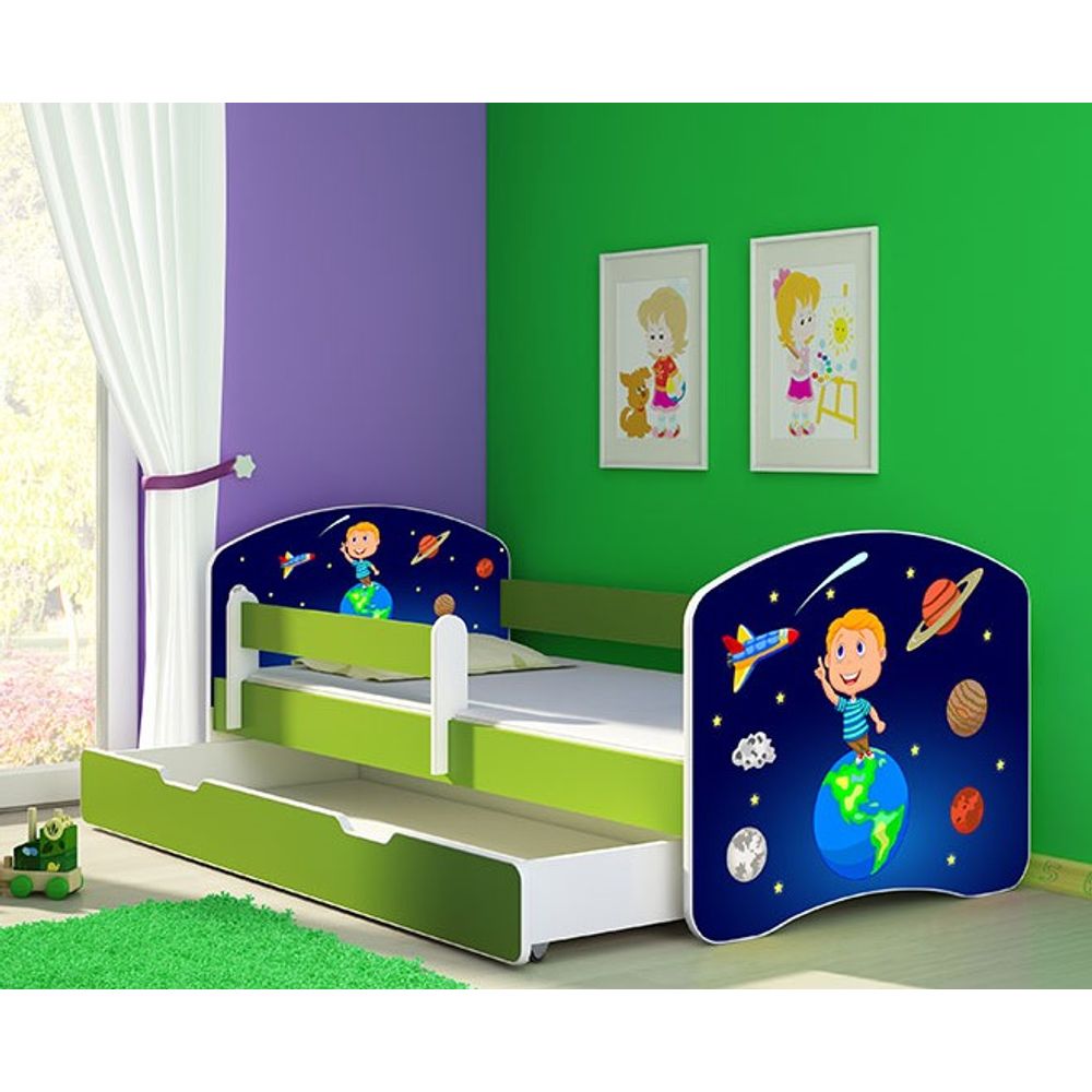 ACMA Dječiji krevet Acma II sa ladicom Green - 140x70cm - Dezen 22 slika 1