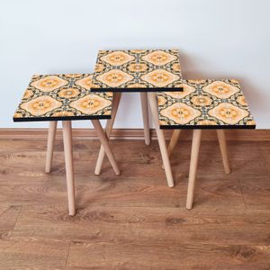 Set Nesting Stolova (3 Komada) 3Shp53 - Boje: Narandžasta i Narandžasto-Zelena