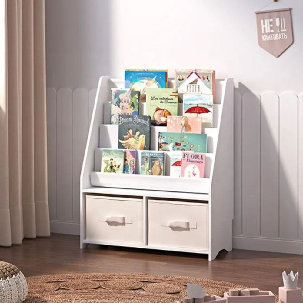 Kinder Home Dječiji organizator za knjige i igračke, Bijeli/Sivi slika 1