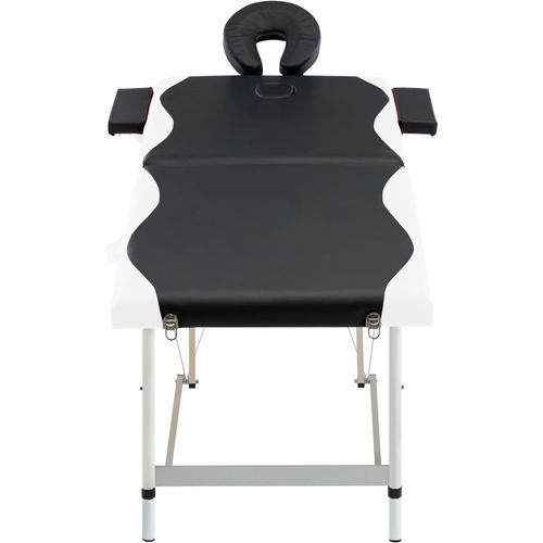 Sklopivi masažni stol s 2 zone aluminijski crno-bijeli slika 20