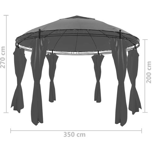 Sjenica sa zastorima okrugla 3,5 x 2,7 m antracit slika 11