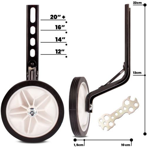 Univerzalni pomoćni kotači za dječje bicikle 12, 14, 16, 18, 20 cola podesivi, 2 kom - bijeli slika 2