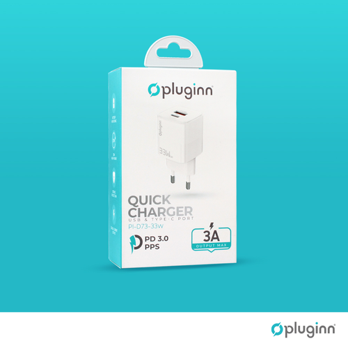 Kućni punjač Pluginn PI-D73-33w, QC3.0 PD3.0, PPS, USB-PD 20W+33W, 53W (total) beli slika 3