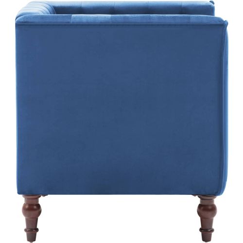 Fotelja od baršuna plava slika 5