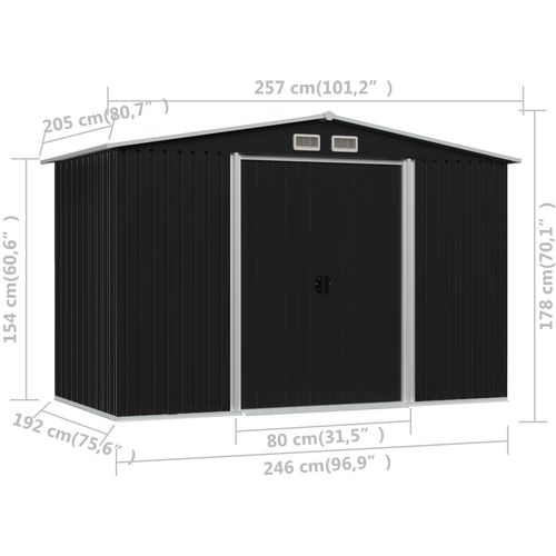 Vrtna kućica za pohranu antracit čelična 257 x 205 x 178 cm slika 23