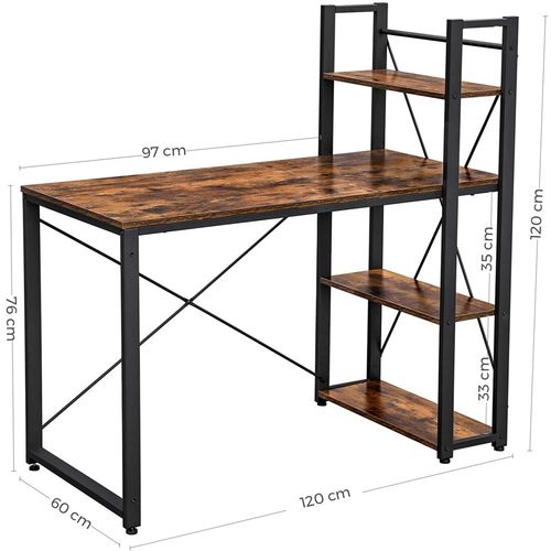 Moderan metalni radni stol s policama - crni  slika 6