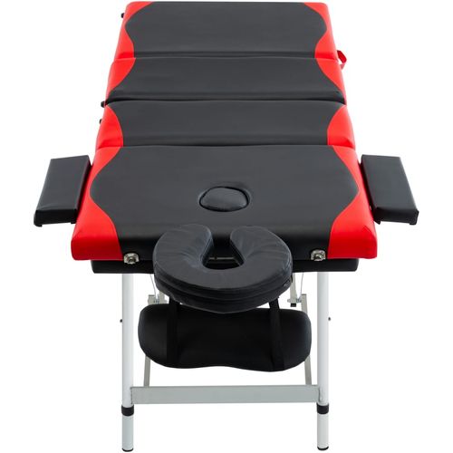 Sklopivi masažni stol s 4 zone aluminijski crno-crveni slika 23