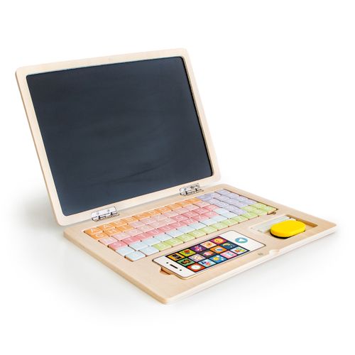 EcoToys dječji edukacijski drveni laptop 2u1 s dodacima slika 2