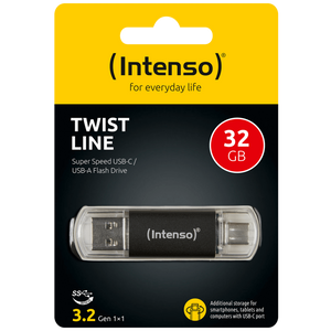 (Intenso) USB Flash drive 32GB, USB 3.2, USB-C, USB-A, Twist Line - USB3.2-32GB/Twist Line