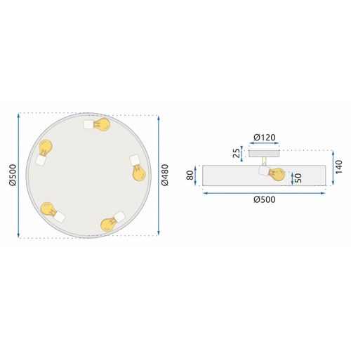 TOOLIGHT Viseća svjetiljka podesiva crna App860-C crno/zlato 50 cm slika 5