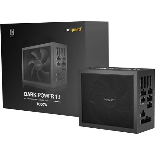 be quiet! BN335 DARK POWER 13 1000W, 80 PLUS Titanium efficiency (up to 95.2%), ATX 3.0 PSU with full support for PCIe 5.0 GPUs and GPUs with 6+2 pin connector, Overclocking key switches between four 12V rails and one massive 12V rail slika 3