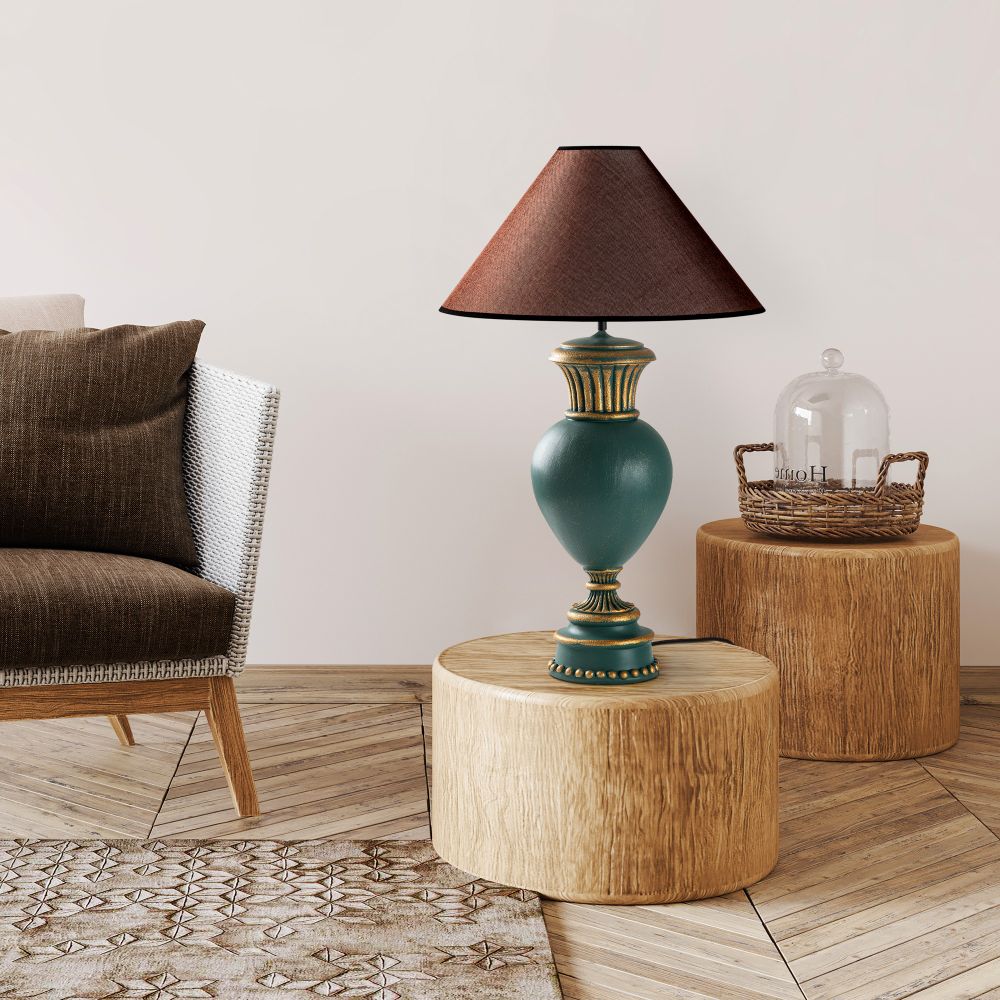 ELEGANZE-5323 Zelena-Smeđa Stolna Lampa slika 1