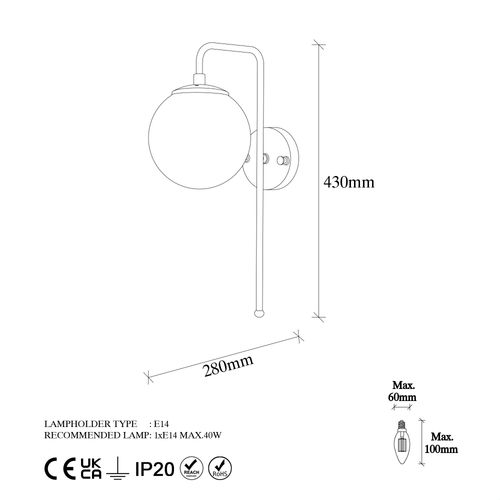 Opviq Zidna lampa, 942FLG1329 slika 5