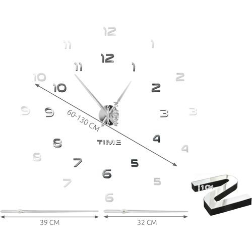 DIY ZIDNI SAT • 60 - 130 cm • s efektom ogledala slika 3