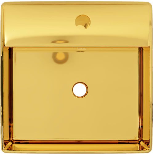 Umivaonik sa zaštitom od prelijevanja 41x41x15 cm keramički zlatni slika 28