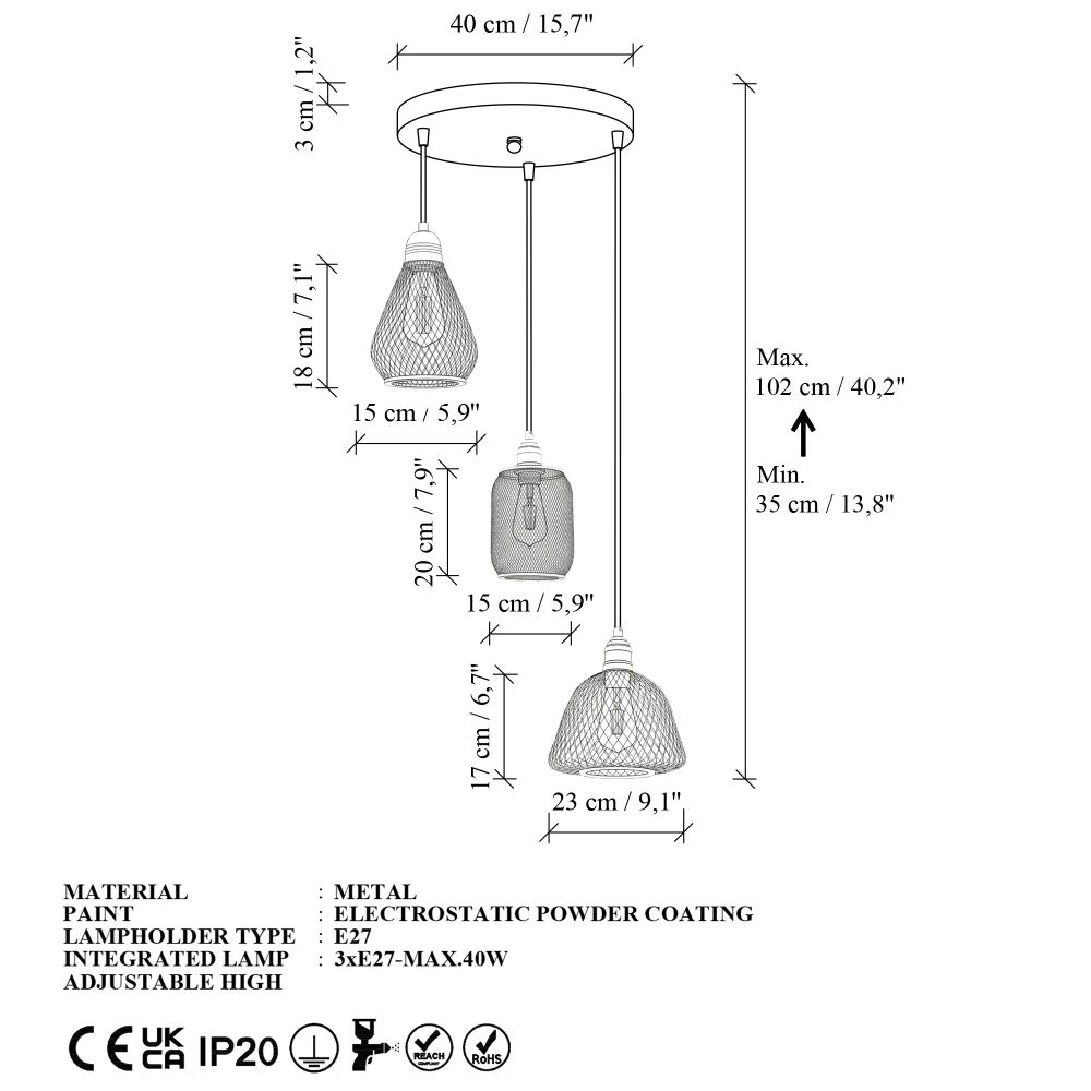 Luster Berk 16401-2-A - Crna boja slika 6