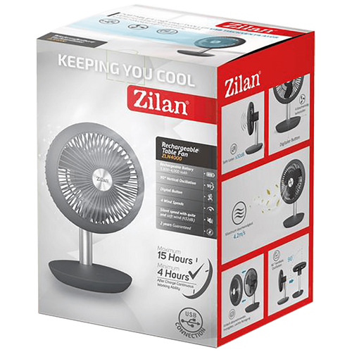 Zilan Ventilator stoni, punjivi, USB - ZLN4000 slika 2