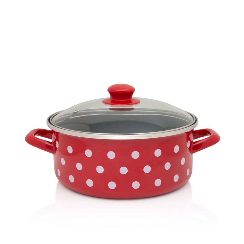 Metalac Šerpa bijele tufne, plitka sa staklenim poklopcem 20 cm / 2.75l slika 1