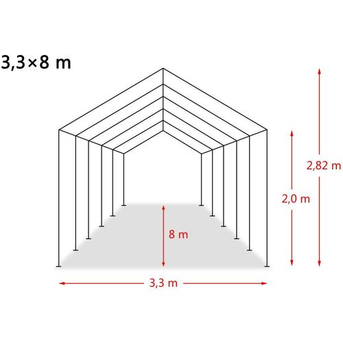 Uklonjivi šator za stoku PVC 550 g/m² 3,3 x 8 m tamnozeleni slika 1