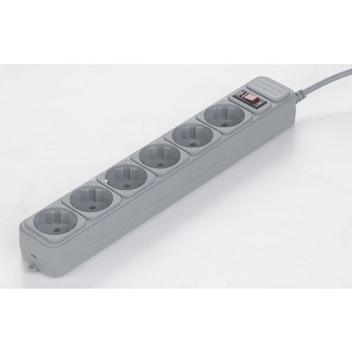 Gembird SPG6-B-6C Surge Protection Power strip, 6 sockets, 1.8m, 16A Automatic Circuit Breaker, Power Switch, Grey slika 1