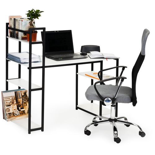 Metalni radni stol u LOFT stilu s 5 polica bijeli slika 4