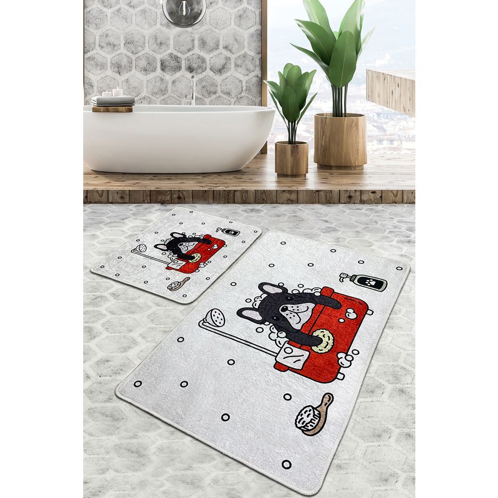 Set Kupatilskih Prostirki Dogs Shower Djt, Višebojni (2 Komada) slika 1
