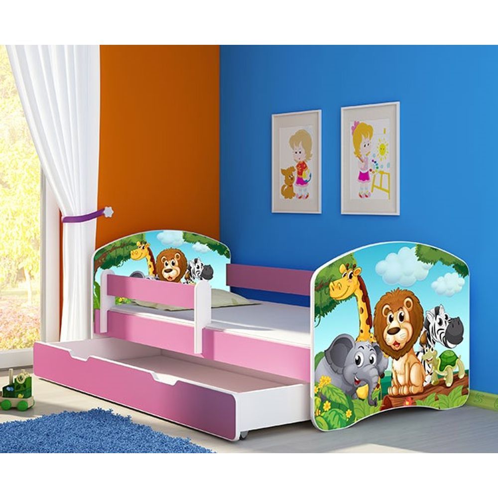 ACMA Dječiji krevet Acma II sa ladicom Pink - 180x80cm - Dezen 02 slika 1