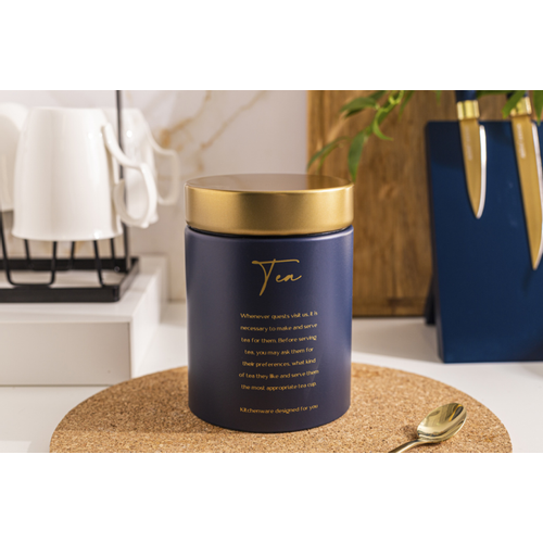 Altom Design posuda za čaj plava sa zlatnim poklopcem Tea 11x11x15 cm slika 1