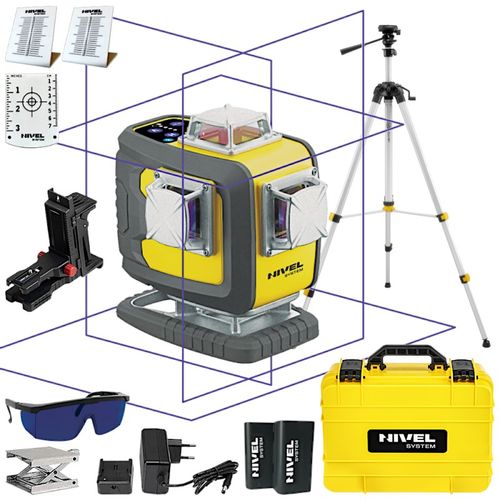 Nivel System CL4D-P 60/140m Linijski laser - nivelir / 4 x 360° Ljubičaste linije / Stativ / Li-ion baterija / BLUETOOTH slika 1